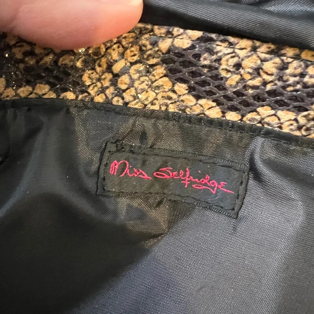 Miss Selfridge Large‎ Python Snake Print Clutch w/Gold Chain Strap Y2K 2000s 90s